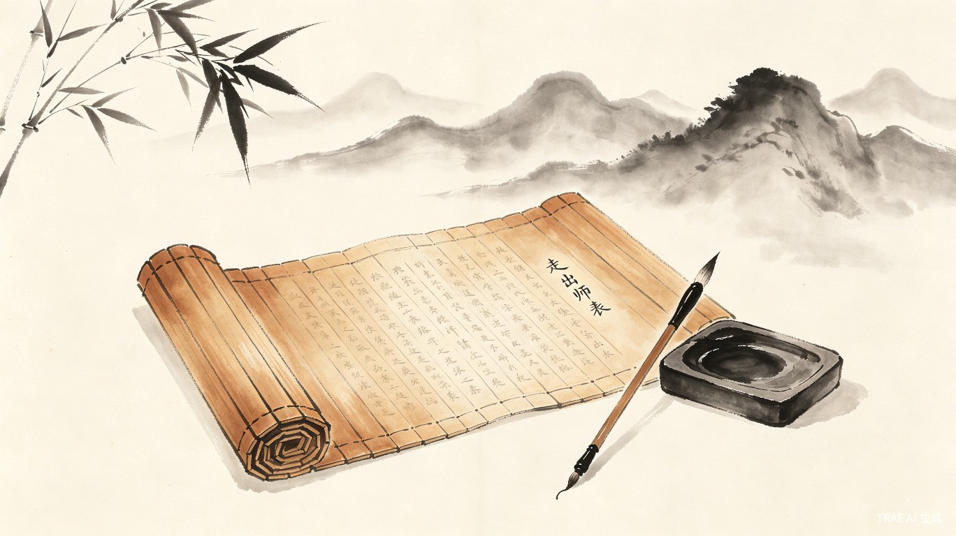 竹简与毛笔