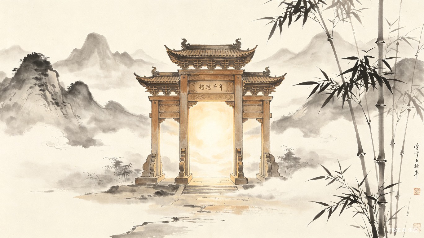 牌坊与竹林